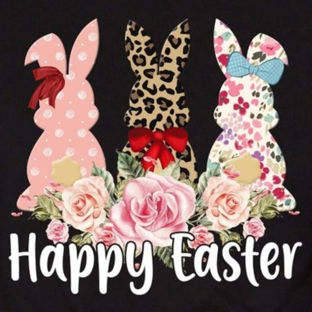 Happy Easter Shirt Leopard Bunny Shirt Floral Easter Bunny Shirt - Picture 2 of 4